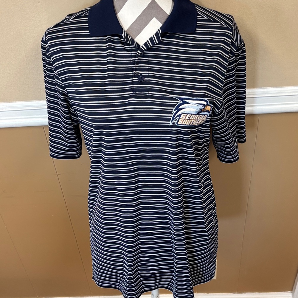 Men's Navy Georgia Southern Striped Polo Shirt